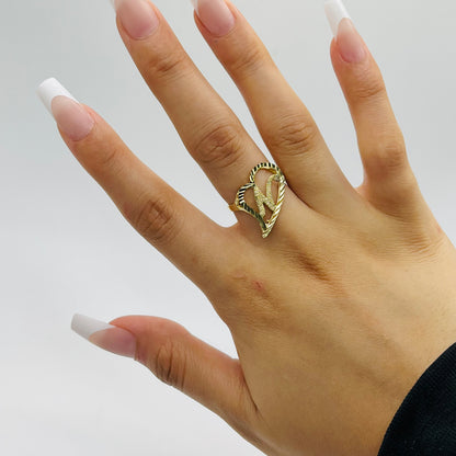 10K Gold Drifting Heart Initial Ring (medium)