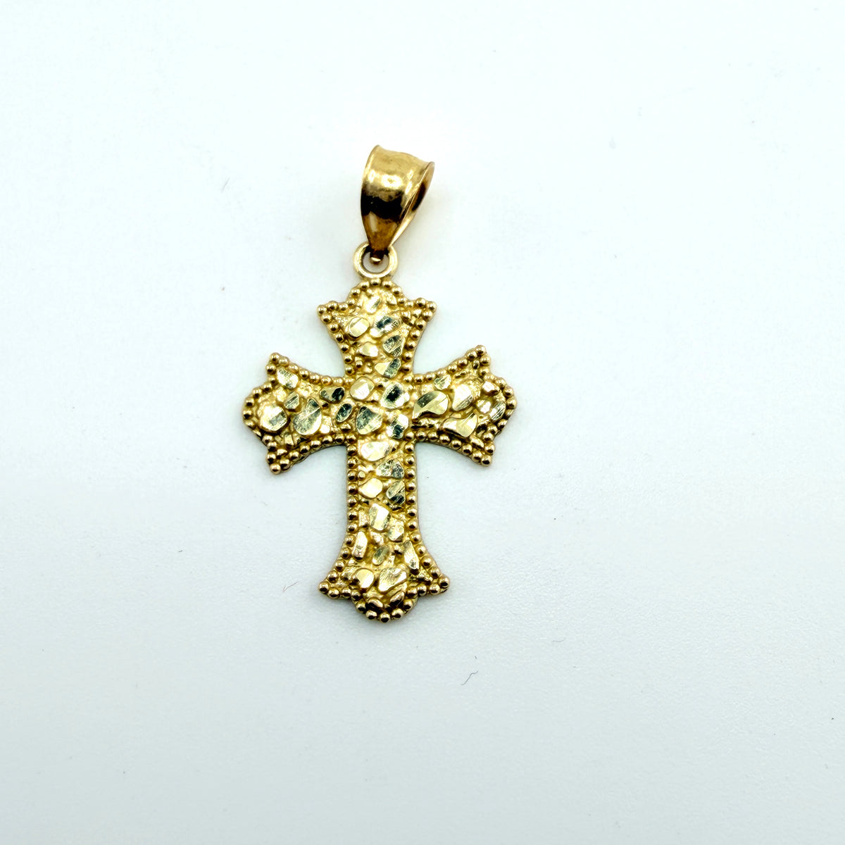 10k Gold Earthborn Nugget Cross Pendant (S)