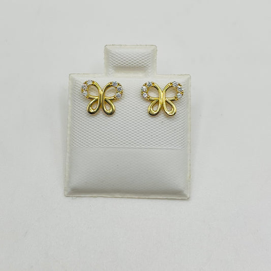 10k Gold Mini CZ Butterfly Earrings