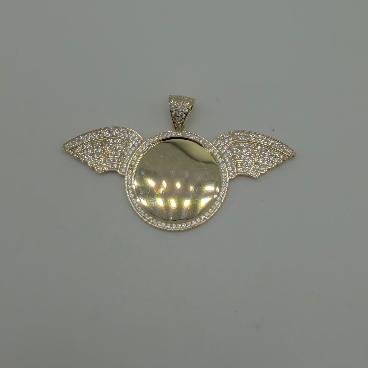 10k Gold Cz Angel Wing Picture Pendant