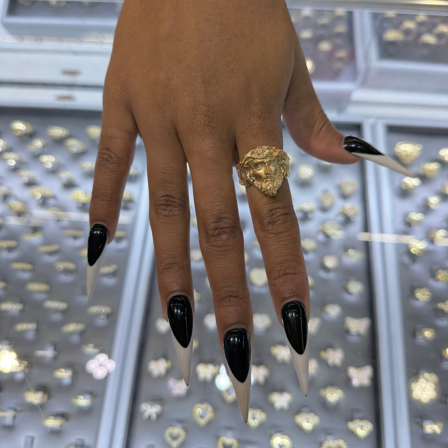 14K Gold Jesus Head Ring