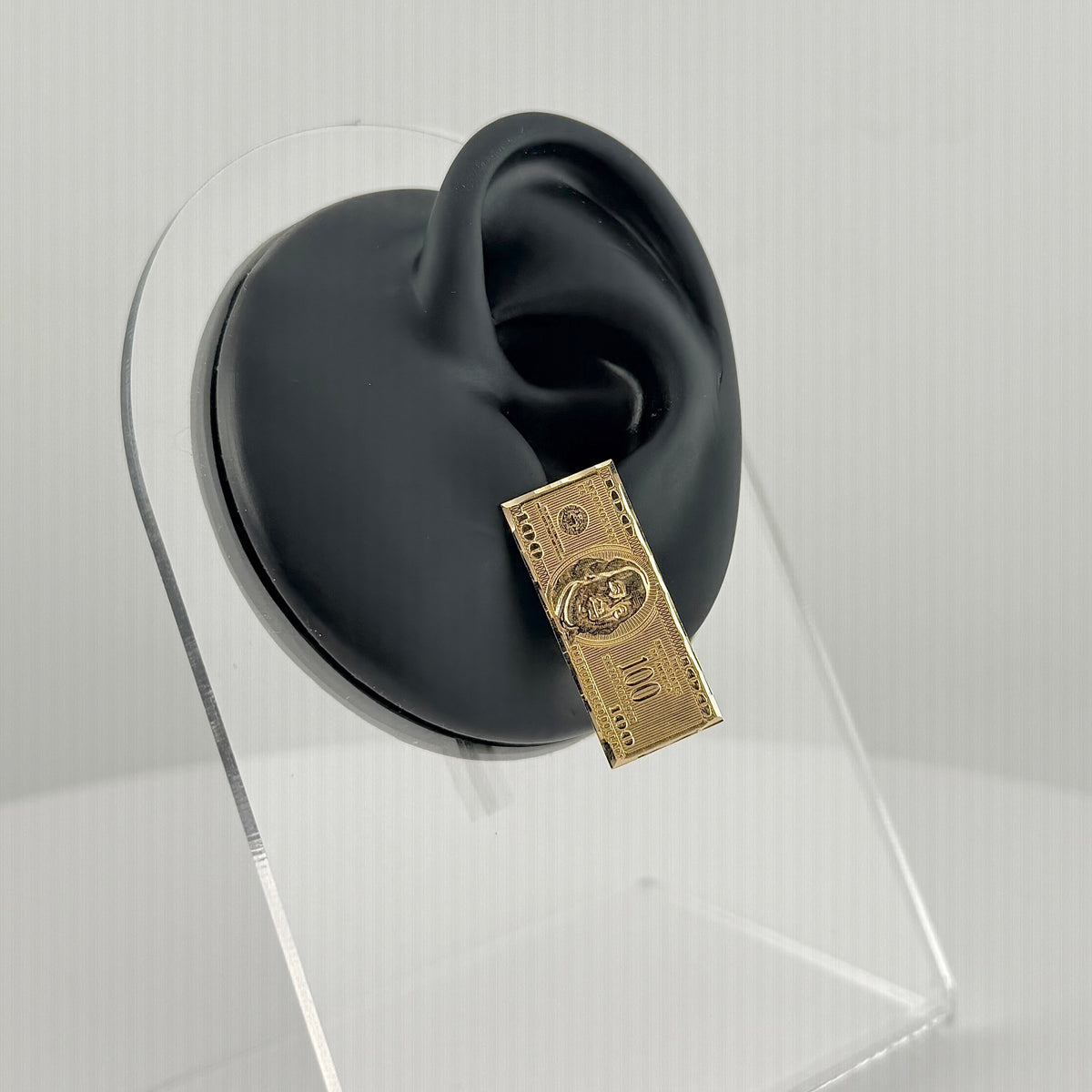 10K Gold $100 Bill Earrings | Face Size: 12mm