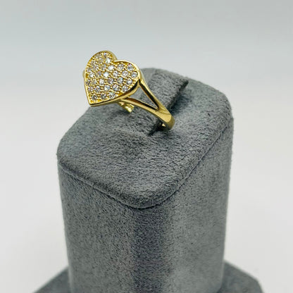 10K Gold Domed CZ Heart Ring | Color: White
