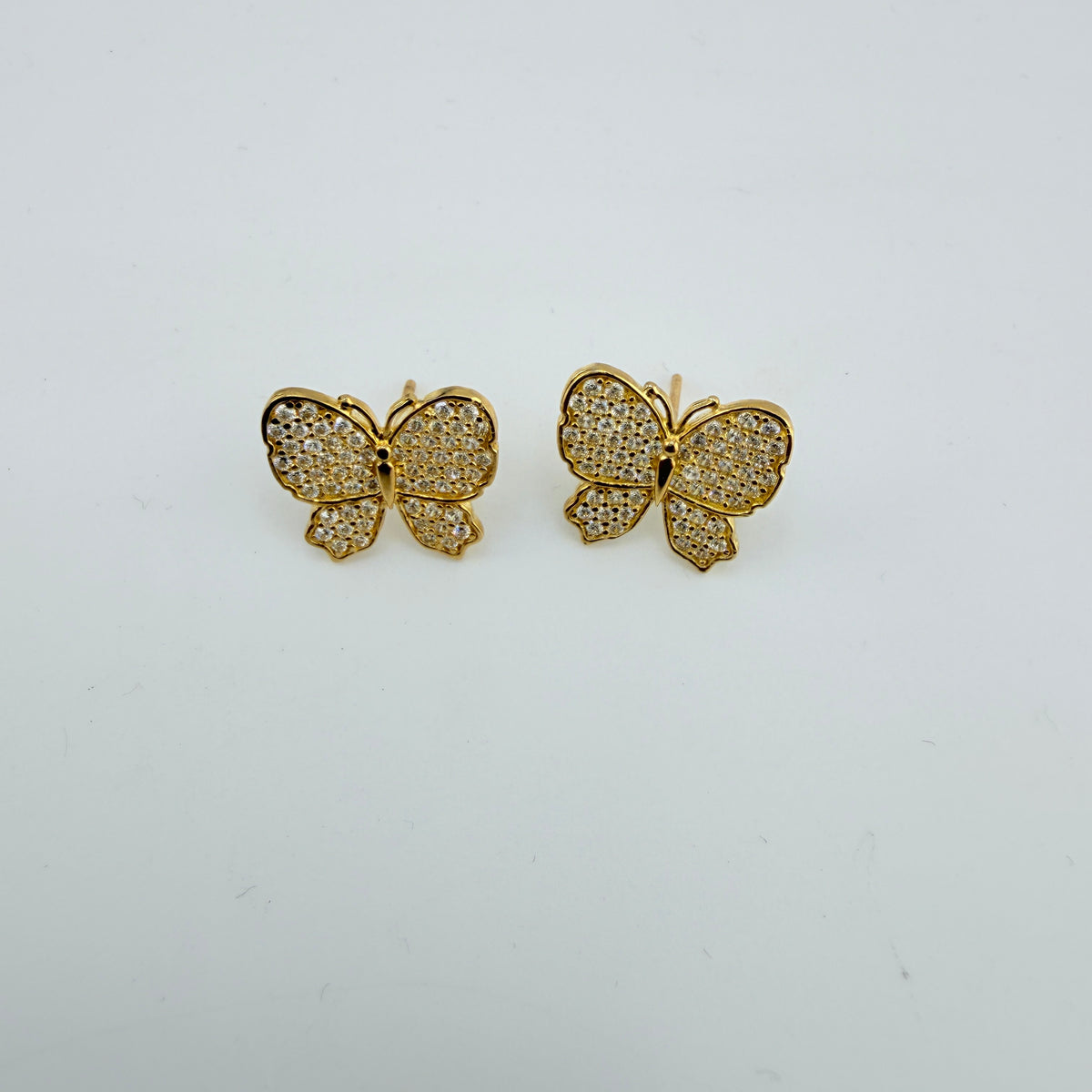 10K Gold CZ Charming Butterfly Earrings