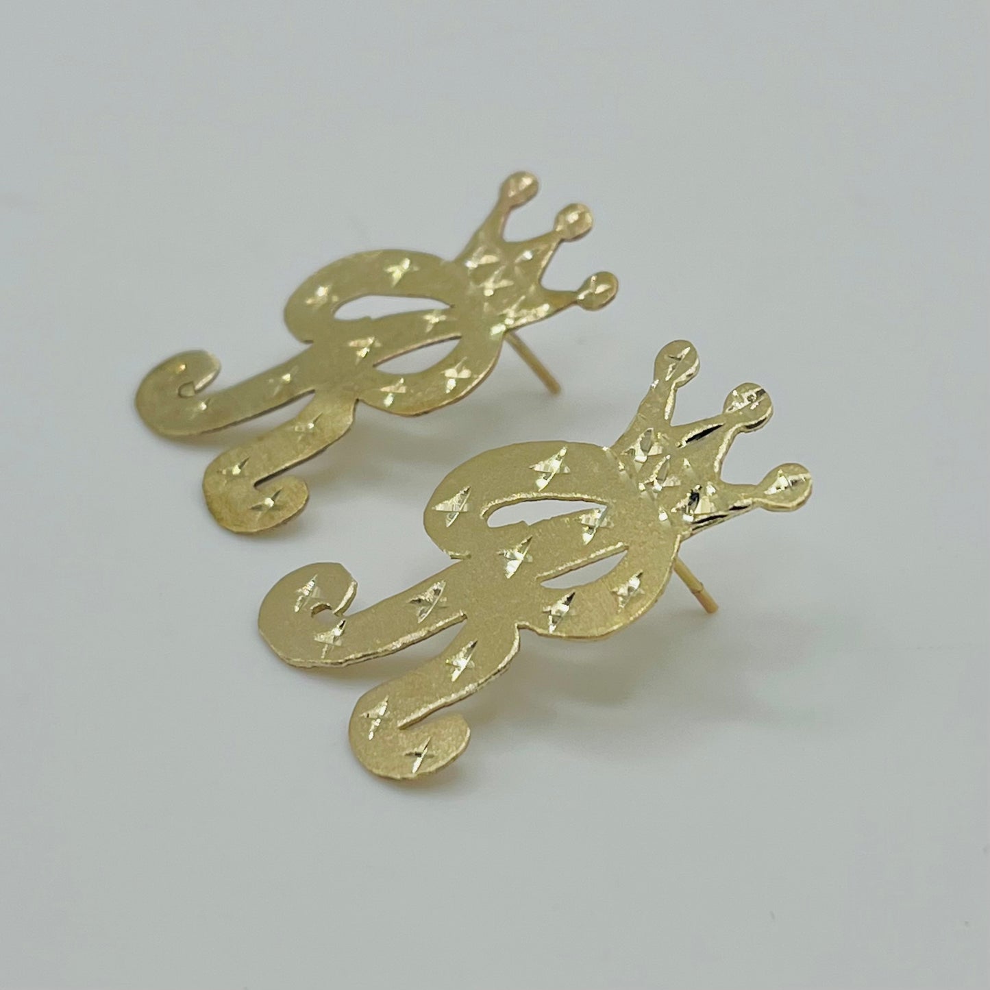 10k Custom Initial Crown Earrings