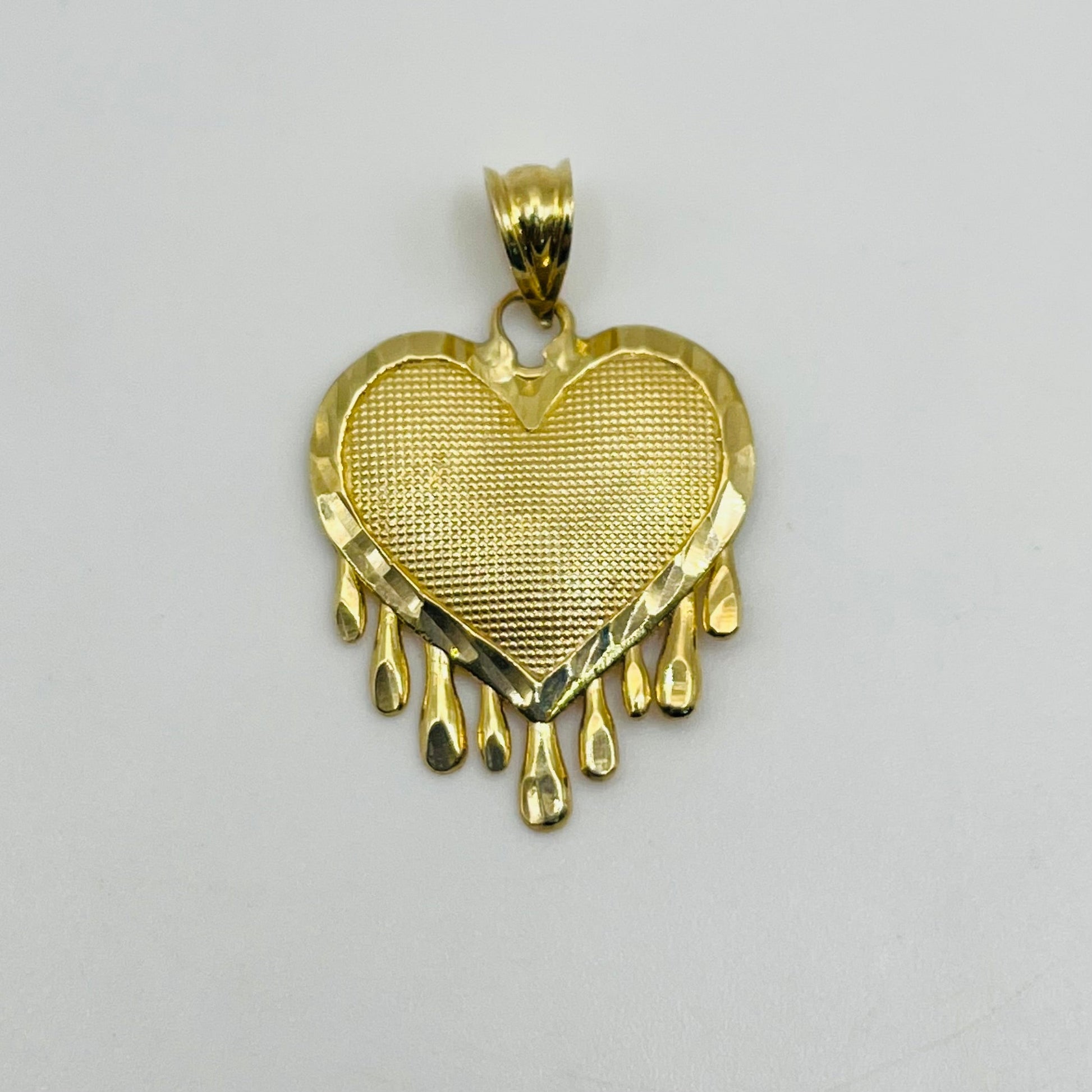 10K Gold Dripping Heart Pendant | Face Size: 22mm