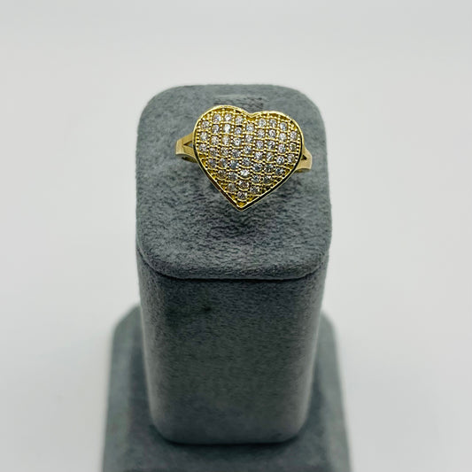10K Gold Domed CZ Heart Ring (small)