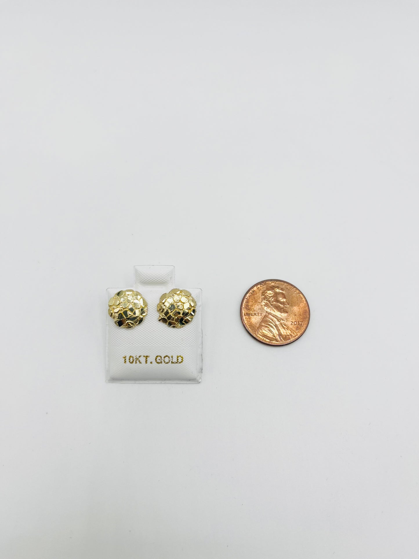 10K Gold 10mm Round Nugget Earrings (Small)