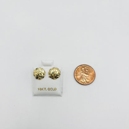 10K Gold Round Nugget Earrings - Small (~10mm)
