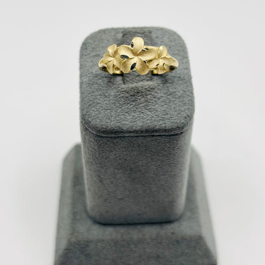 14k Stone Finish Hibiscus Ring