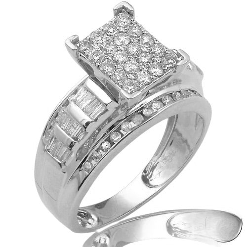 10K Gold 1.00ctw VS Diamond Square Cinderella Ring