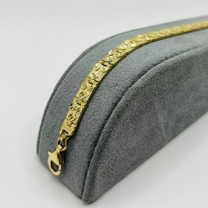 10K Gold Solid Nugget Bracelet | Width: 6mm