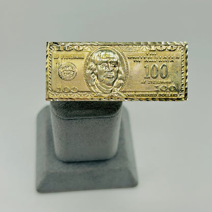 10K Gold Two Finger $100 Bill Ring (large)