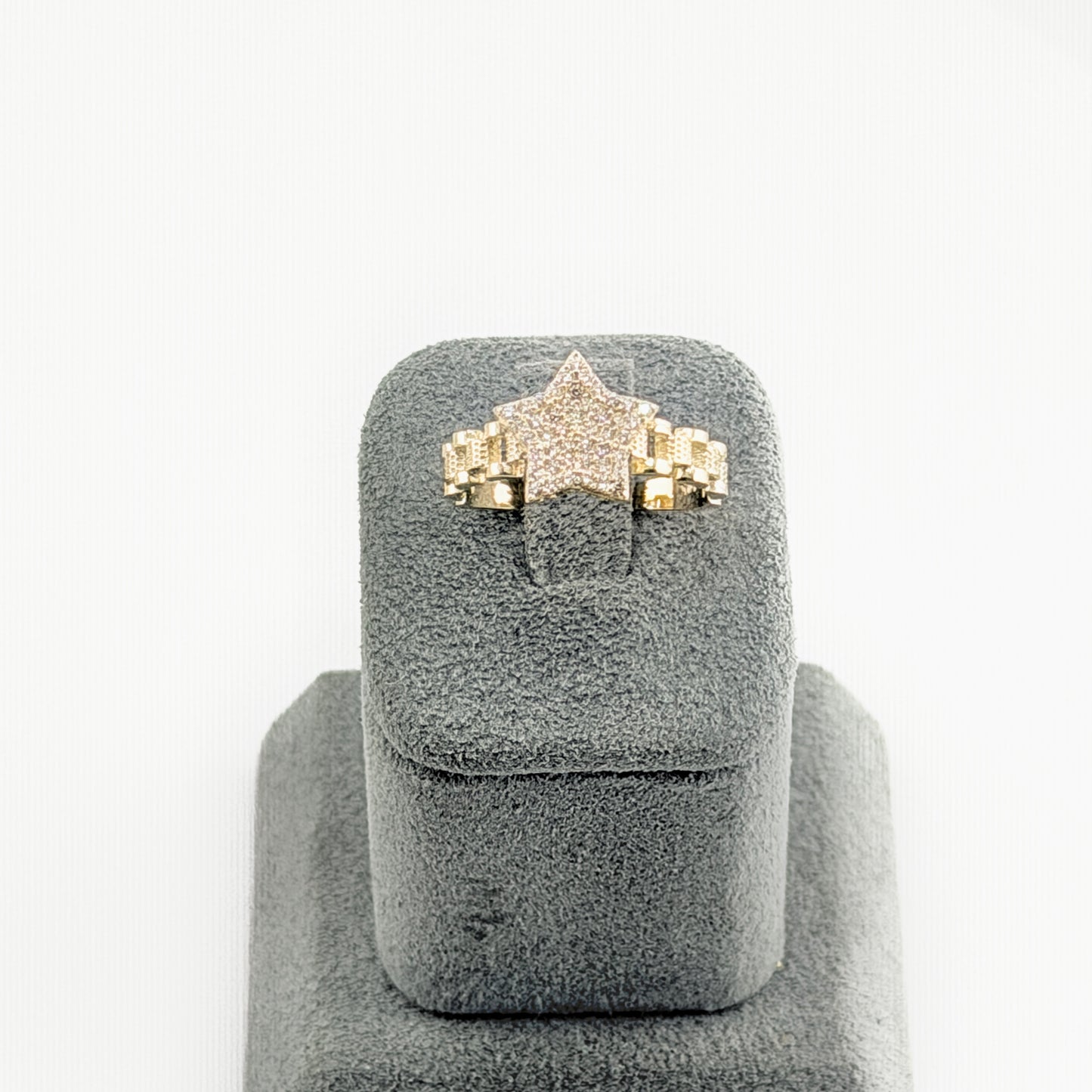 10K Gold CZ Star Rx Ring
