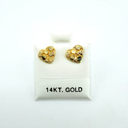 14K Gold Baby Heart Nugget Earrings