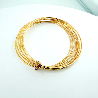 14K Gold Semanario Bangle Set