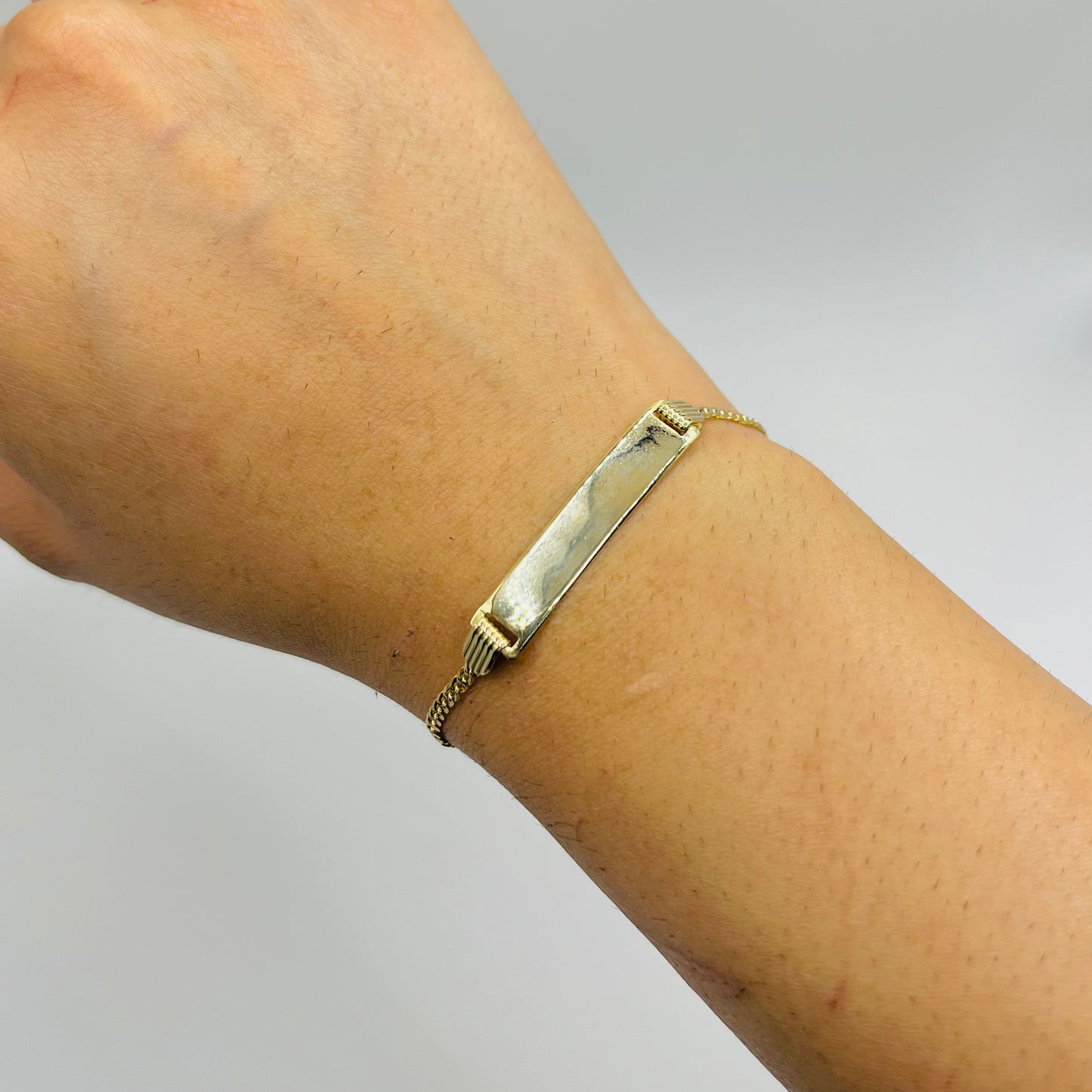 10K Gold 2mm Pave Cuban ID Bracelet
