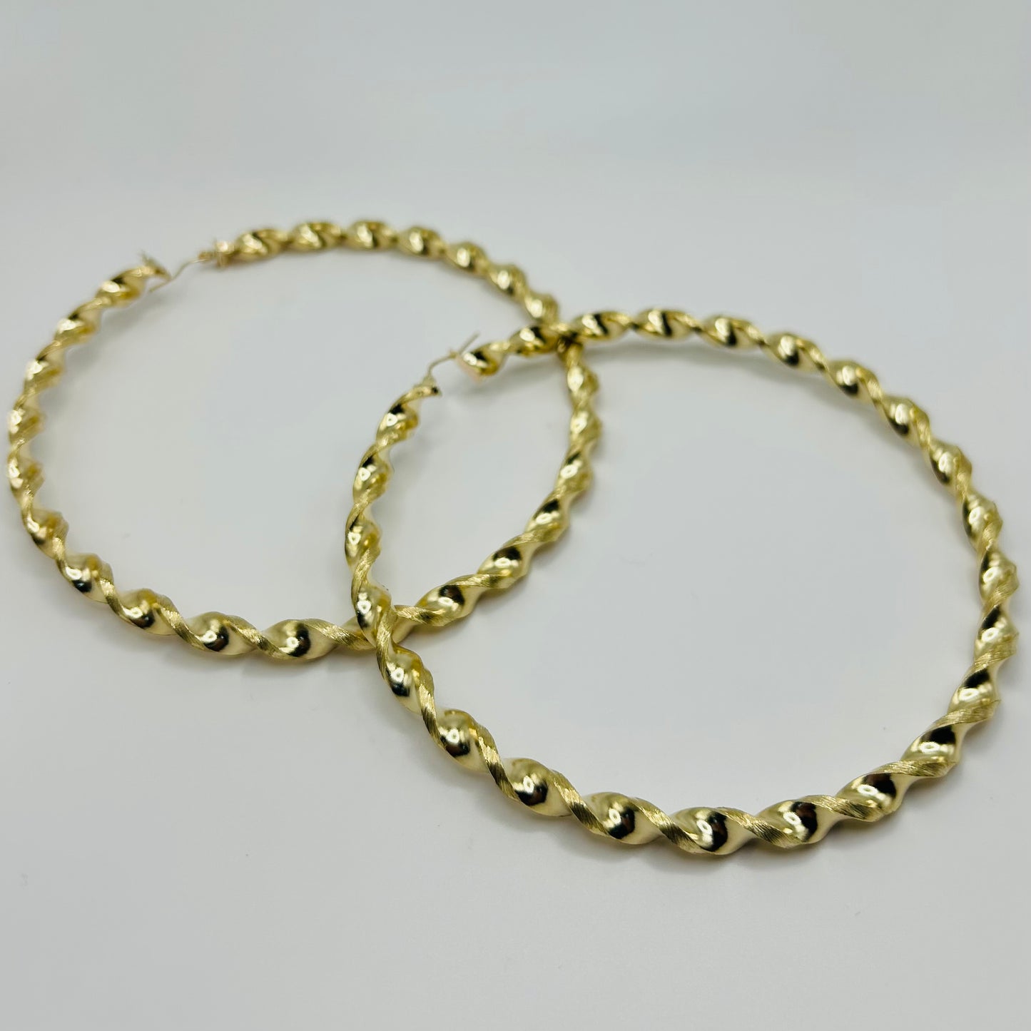 10k Gold 6mm 4 inch Fancy Twist Hoops