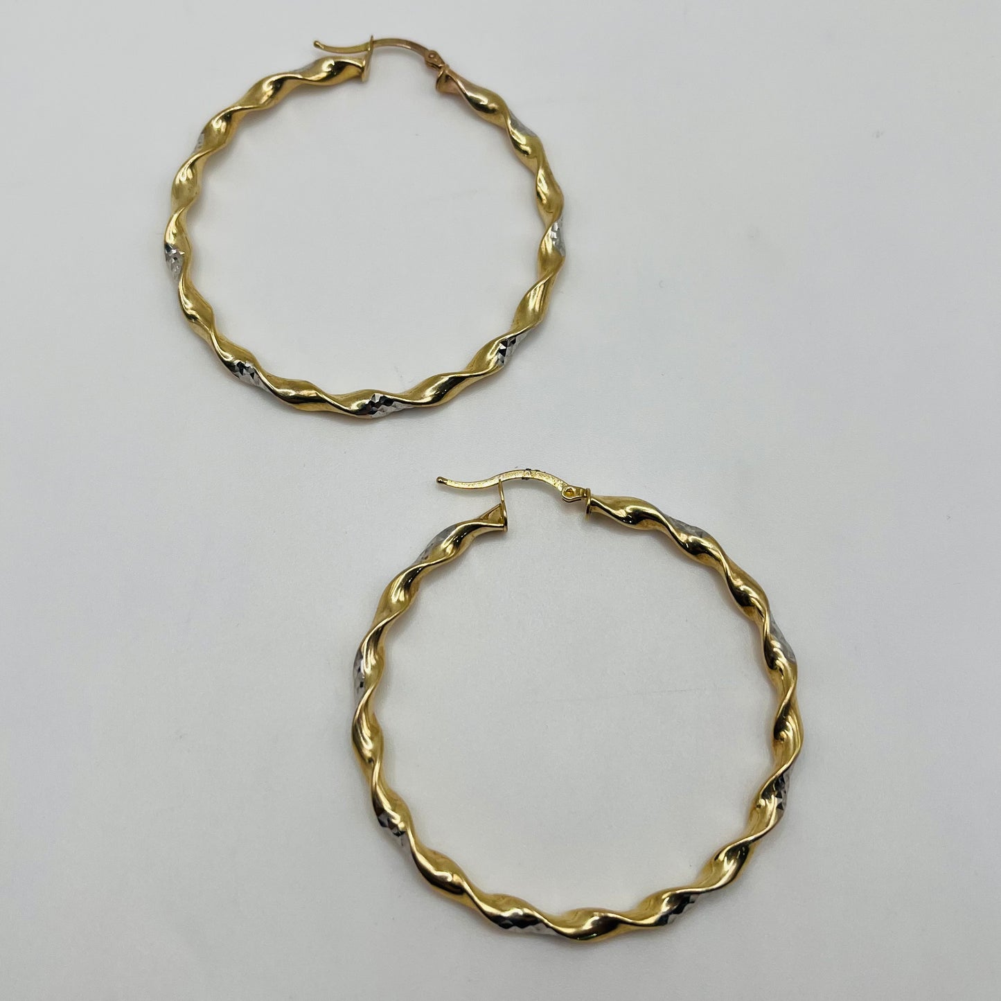10k Gold Two-Tone Hoops 2in