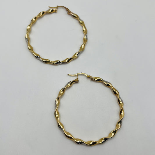 10k Gold Two-Tone Hoops 2in