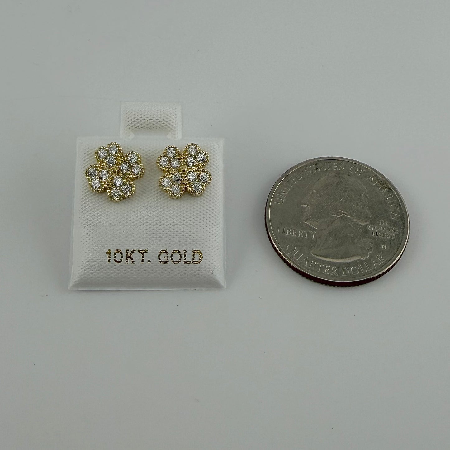 10k Gold Cz Clover Earrings (M)