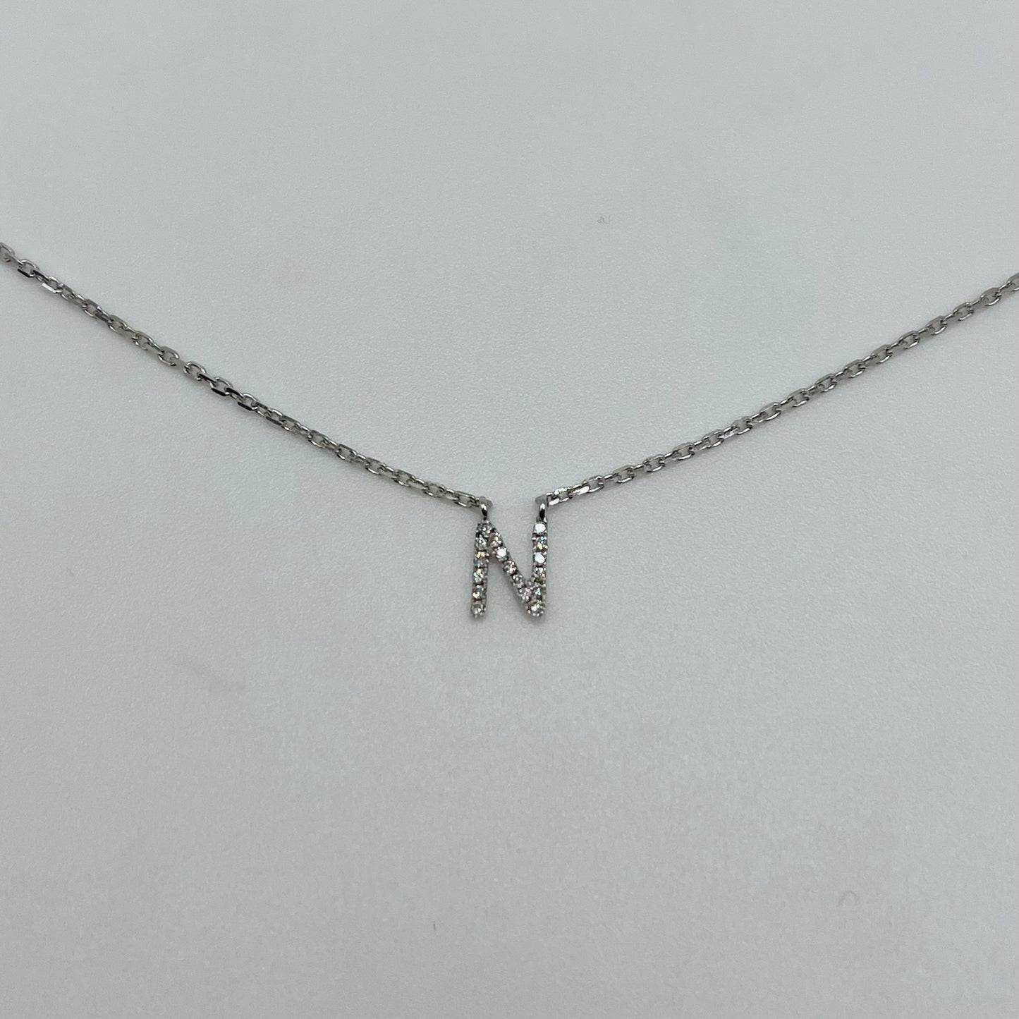 14K White Gold Diamond Classic Initial Chain