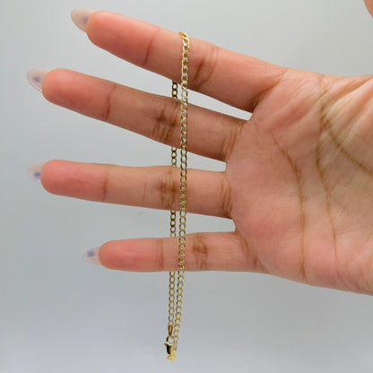 10k 2.5mm Diamond Cut Cuban Anklet