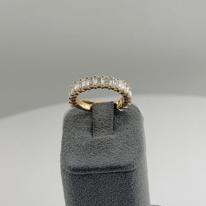 14k Gold Lab Emerald Diamond Band Ring - Size 7