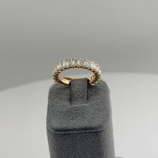 14k Gold Lab Emerald Diamond Band Ring - Size 7