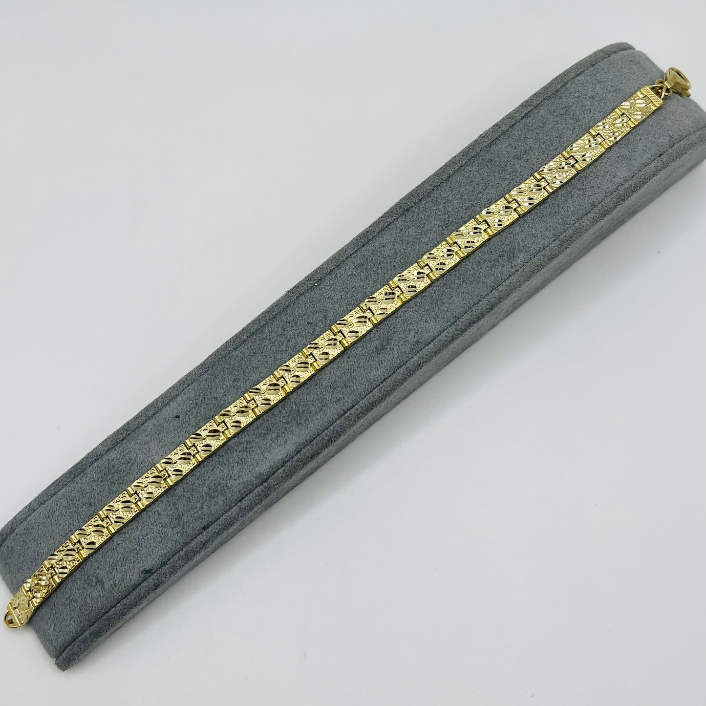 10K Gold Solid Nugget Bracelet 6mm
