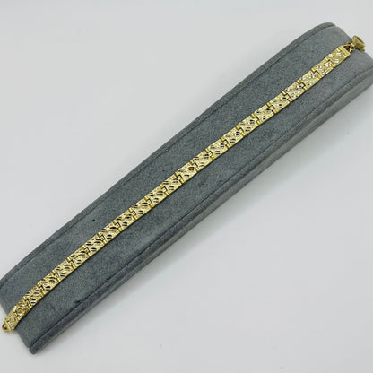 10K Gold Solid Nugget Bracelet | Width: 6mm