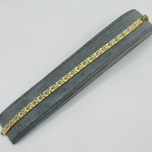 10K Gold Solid Nugget Bracelet 6mm