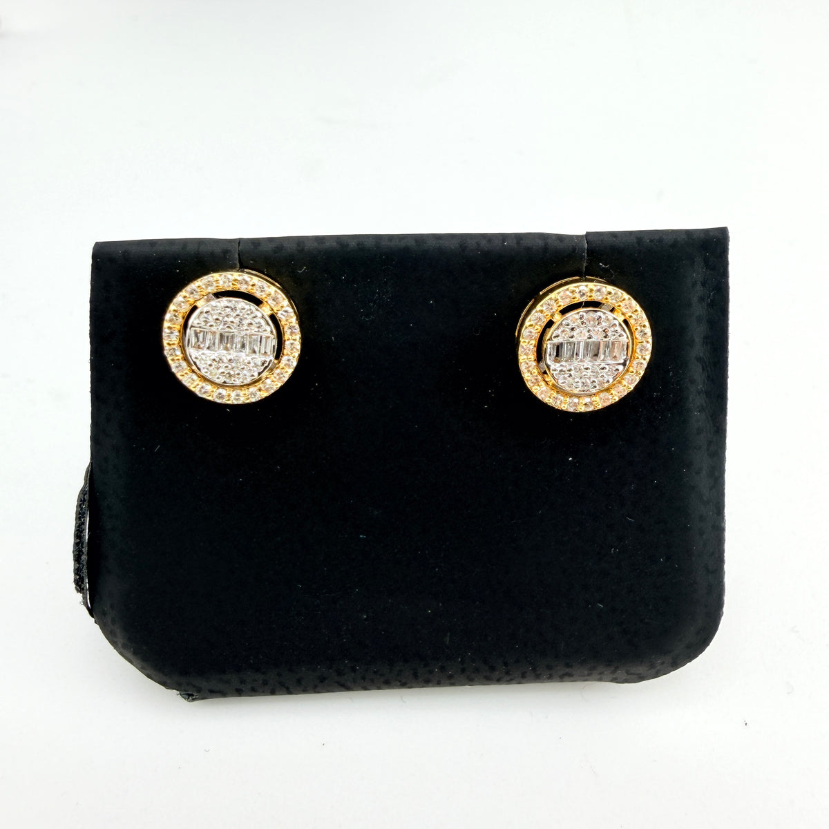14k Gold Natural Diamond Bezel Baguette Earrings (Screwbacks)
