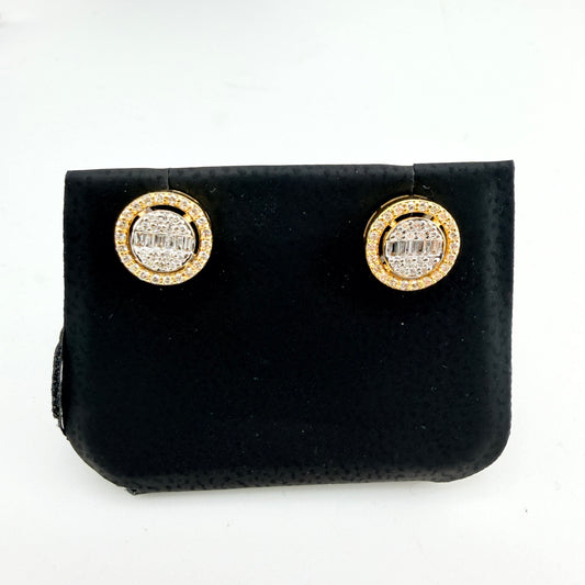 14k Gold Natural Diamond Bezel Baguette Earrings (Screwbacks)