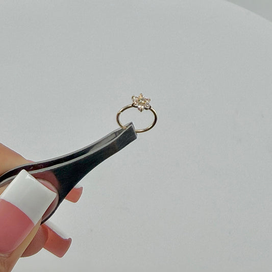 14k Gold Flower Hoop Nose Ring