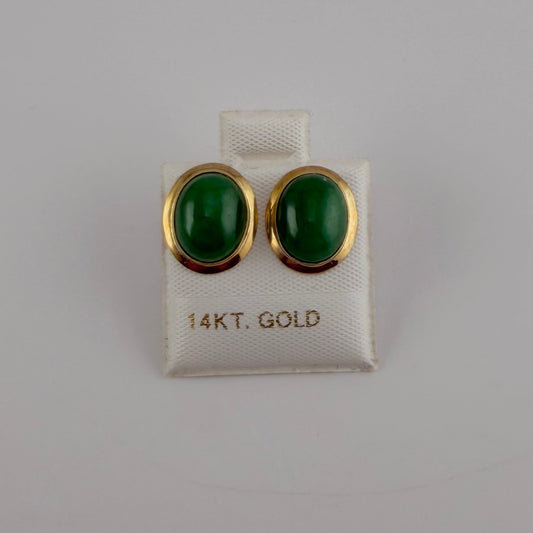 14k Gold Jade Earrings