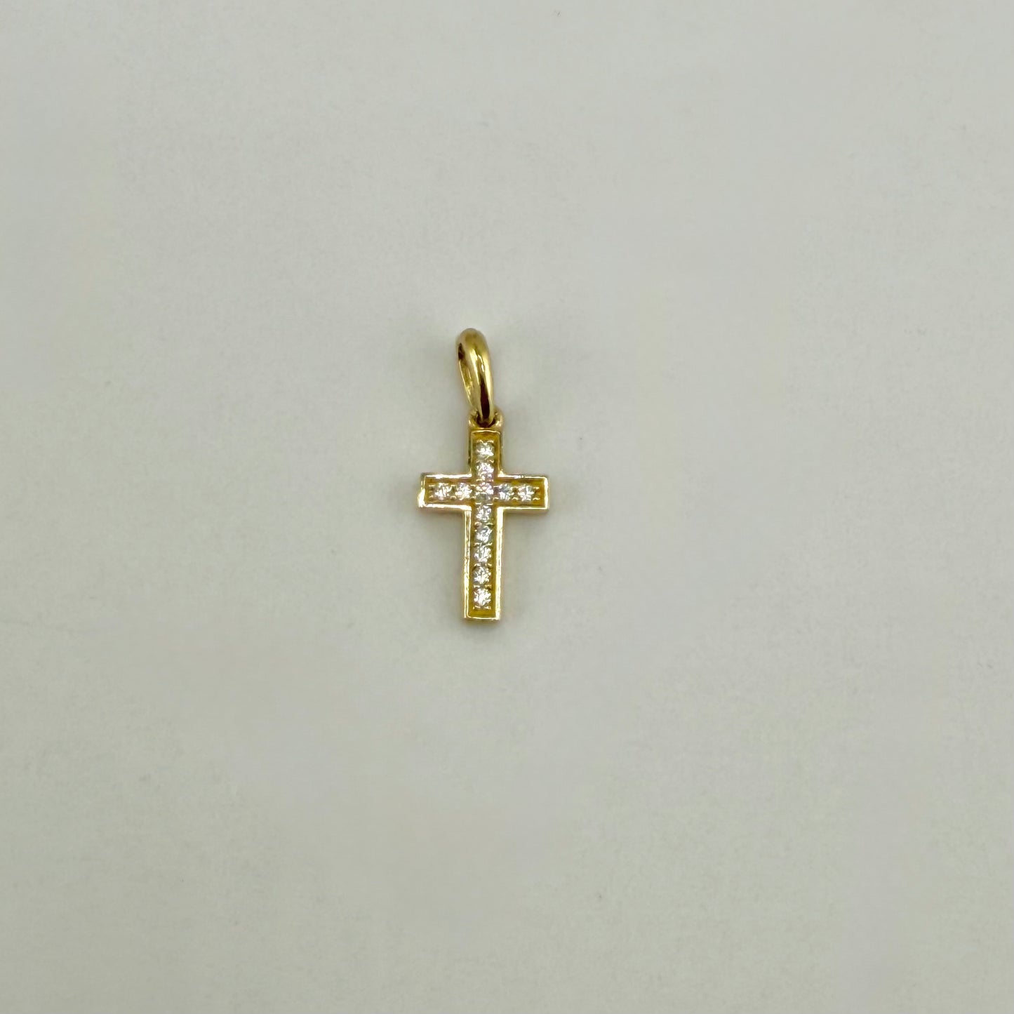 10k Gold Micro Cz Cross Charm