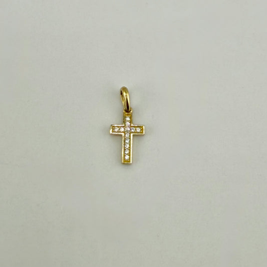 10k Gold Micro Cz Cross Charm