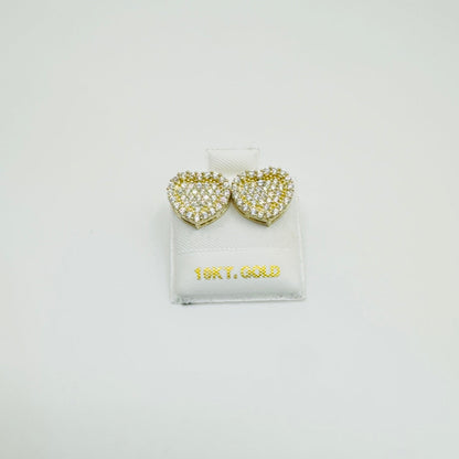 10K Gold CZ Heart Earrings (11mm)