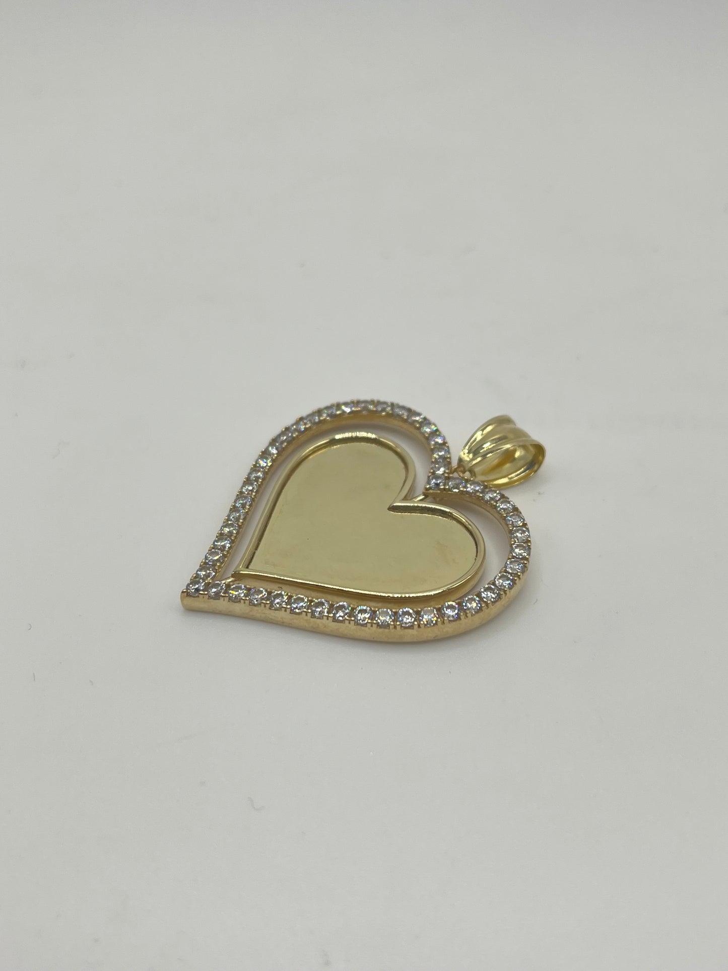 10k Gold Spinning Cz Heart Charm