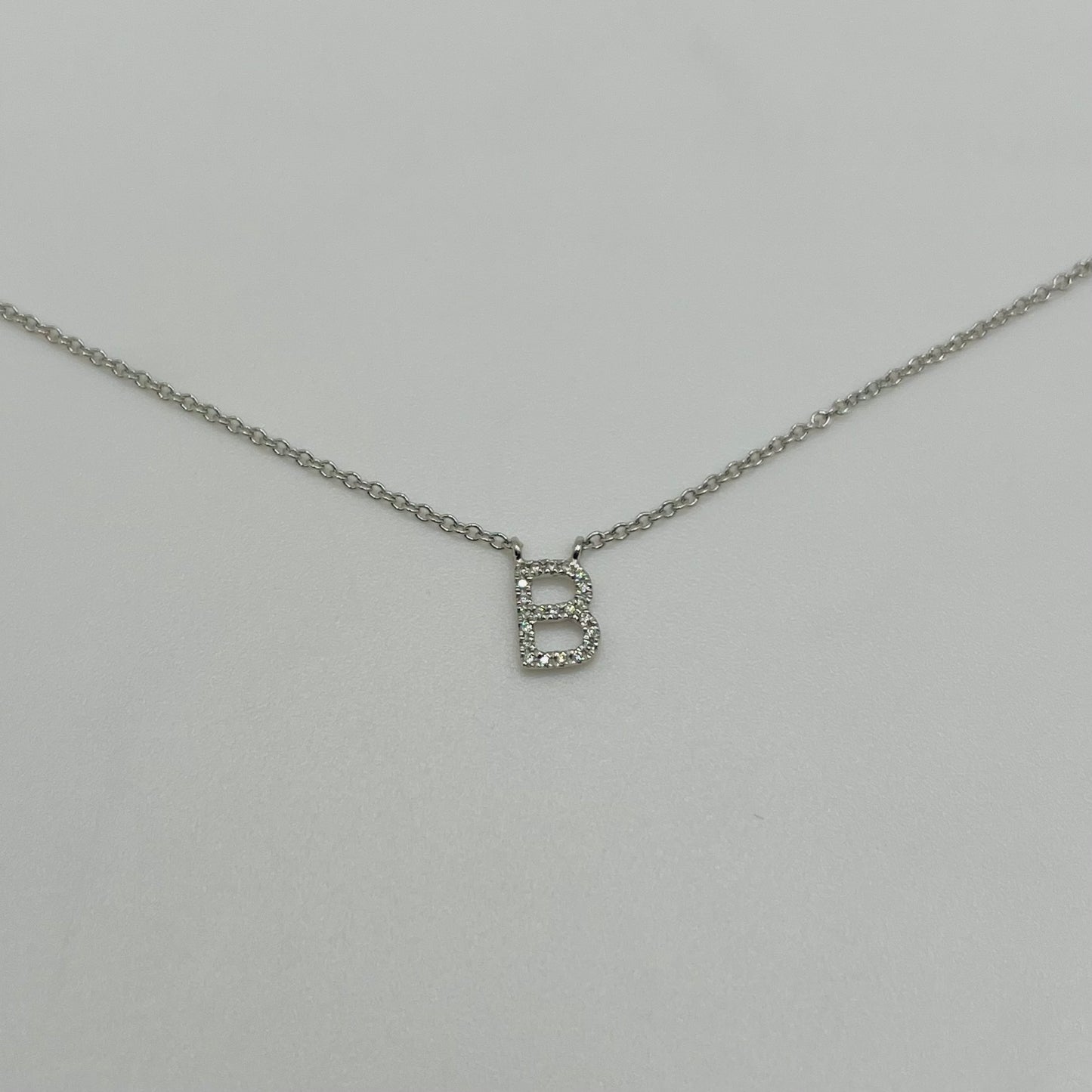 14K White Gold Diamond Classic Initial Chain
