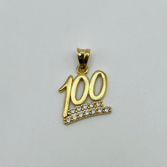 10k Gold CZ Hundo Charm