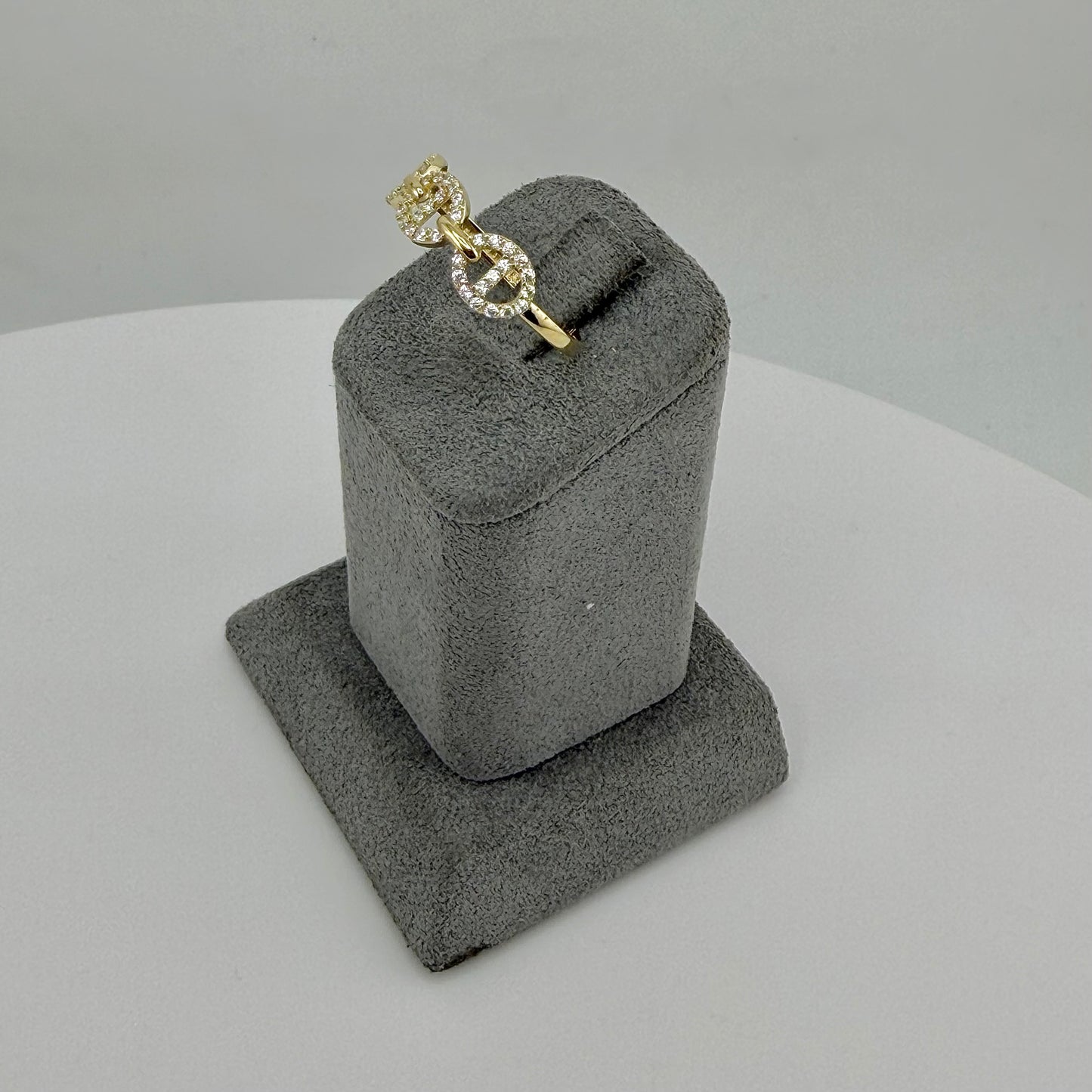 10k Gold Cz Trio Link Ring