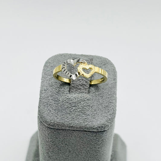 10K Gold Two Tone Interlocking Heart Ring