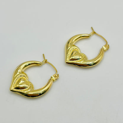 10k Gold Mini Heart Hoops
