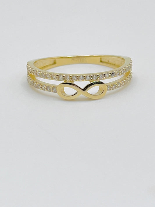 10K Gold CZ Infinity 2 Row Band