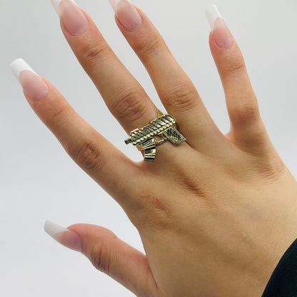 10K Gold Gun Ring | Face Size: 0.5"