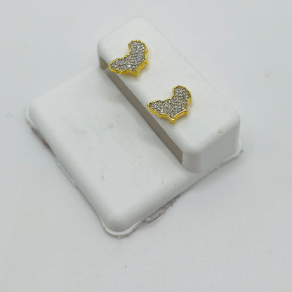 10K Gold Diamond Africa Earrings | Face Size: 10mm