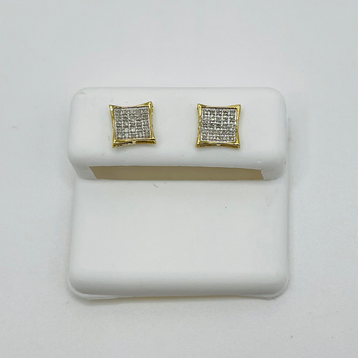 10k Gold Diamond Square Prong Earrings