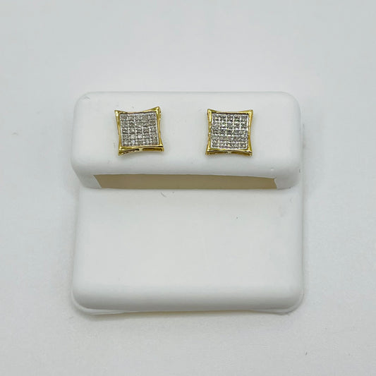 10k Gold Diamond Square Prong Earrings